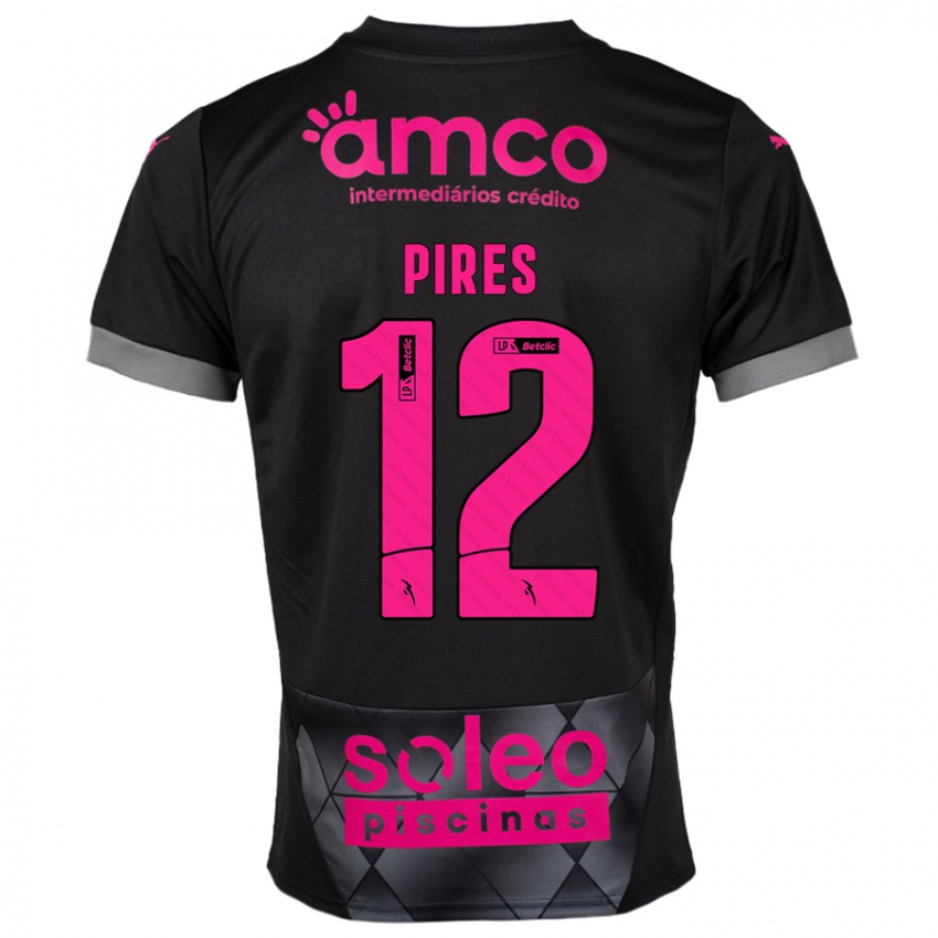 Kinderen Hugo Pires #12 Zwart Roze Uitshirt Uittenue 2024/25 T-Shirt