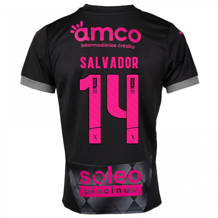 Kinderen João Salvador #14 Zwart Roze Uitshirt Uittenue 2024/25 T-Shirt