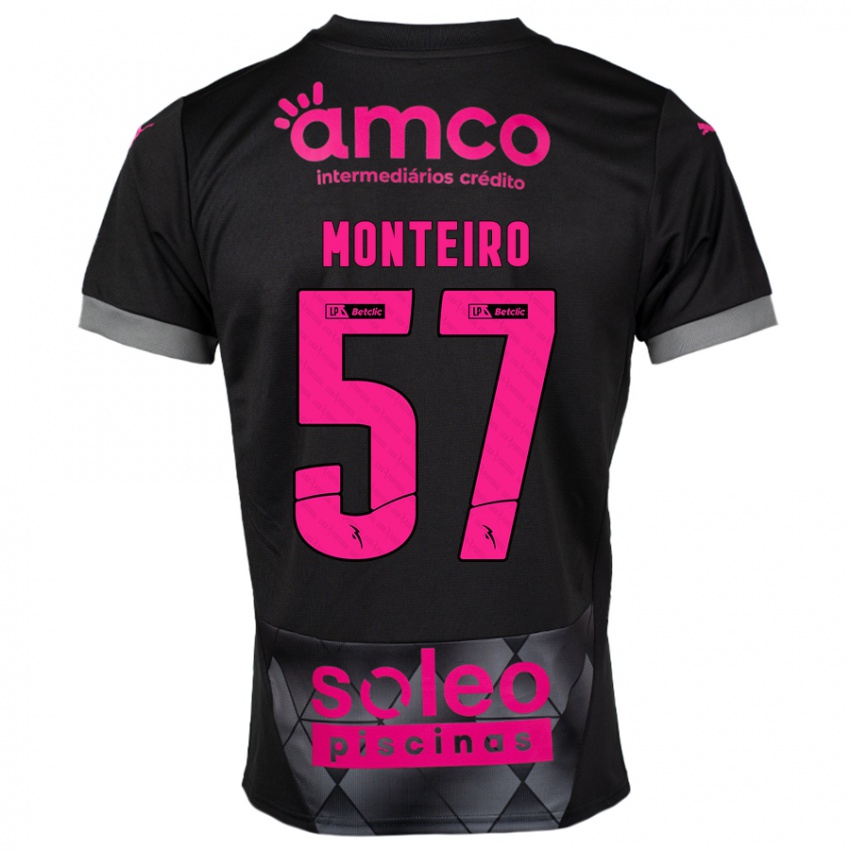 Kinderen Jordan Monteiro #57 Zwart Roze Uitshirt Uittenue 2024/25 T-Shirt