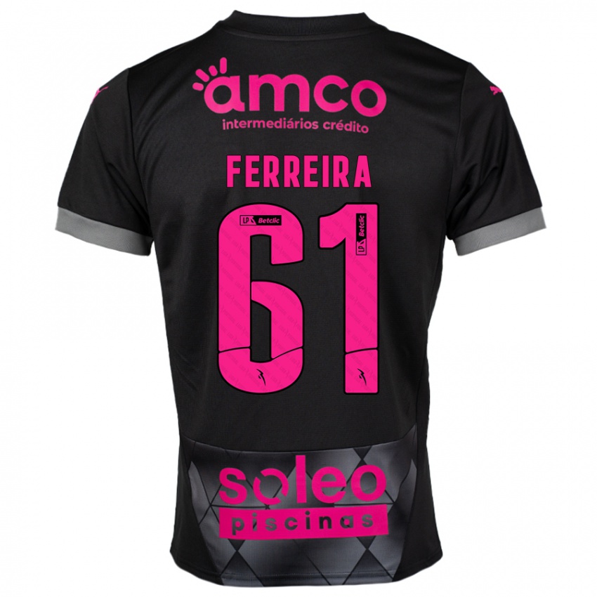 Kinderen Tiago Ferreira #61 Zwart Roze Uitshirt Uittenue 2024/25 T-Shirt