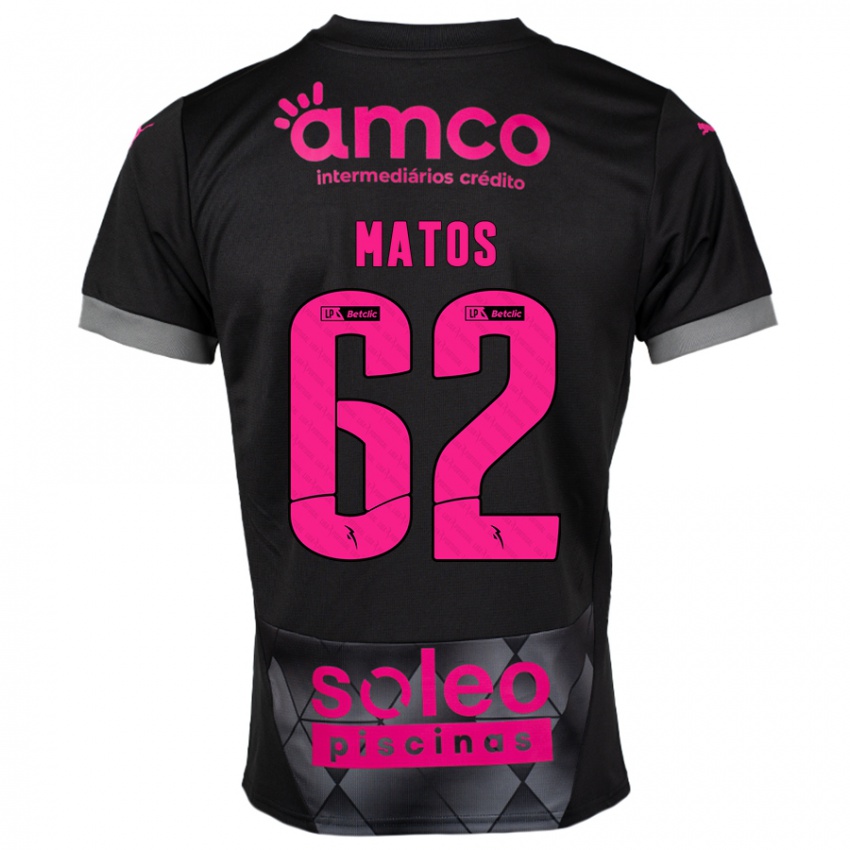 Kinderen Nuno Matos #62 Zwart Roze Uitshirt Uittenue 2024/25 T-Shirt