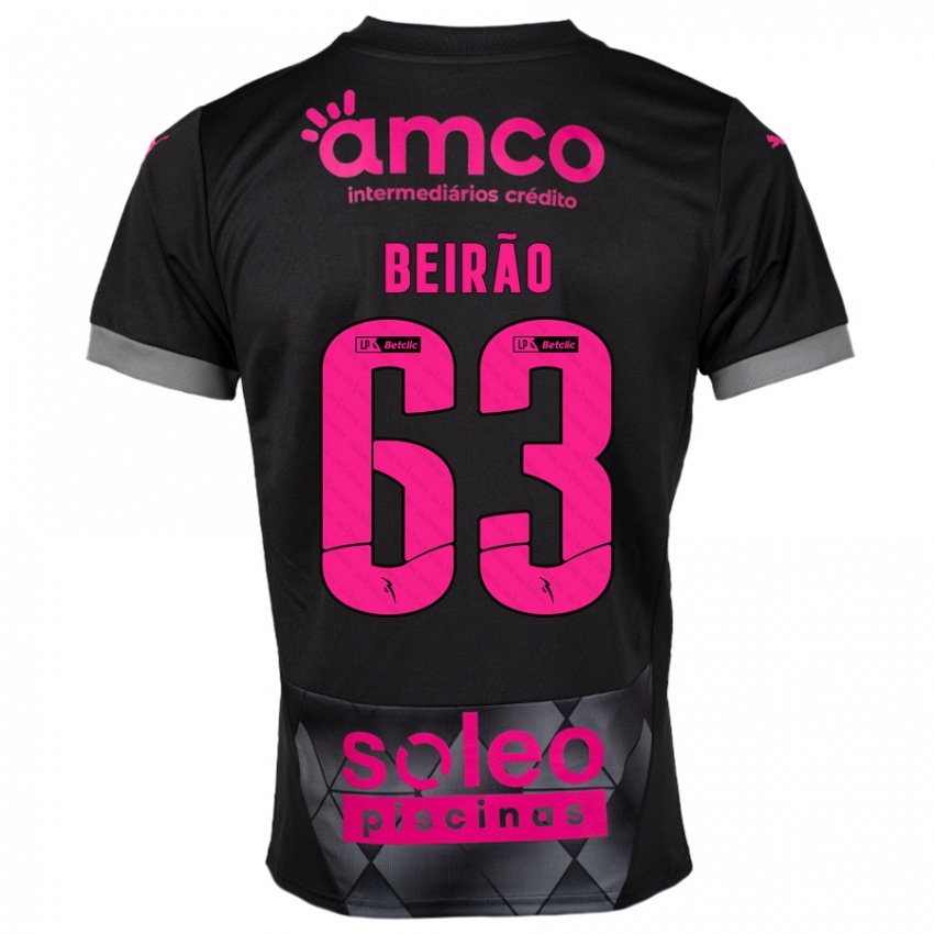 Kinderen Rodrigo Beirão #63 Zwart Roze Uitshirt Uittenue 2024/25 T-Shirt