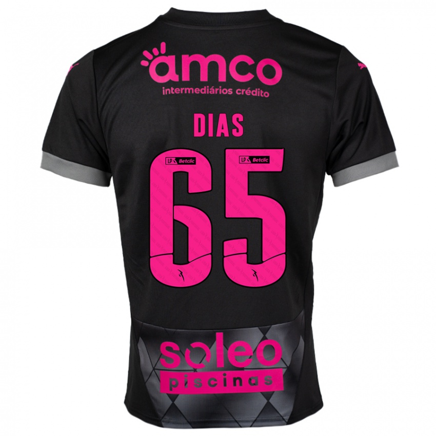 Kinderen Leandro Dias #65 Zwart Roze Uitshirt Uittenue 2024/25 T-Shirt