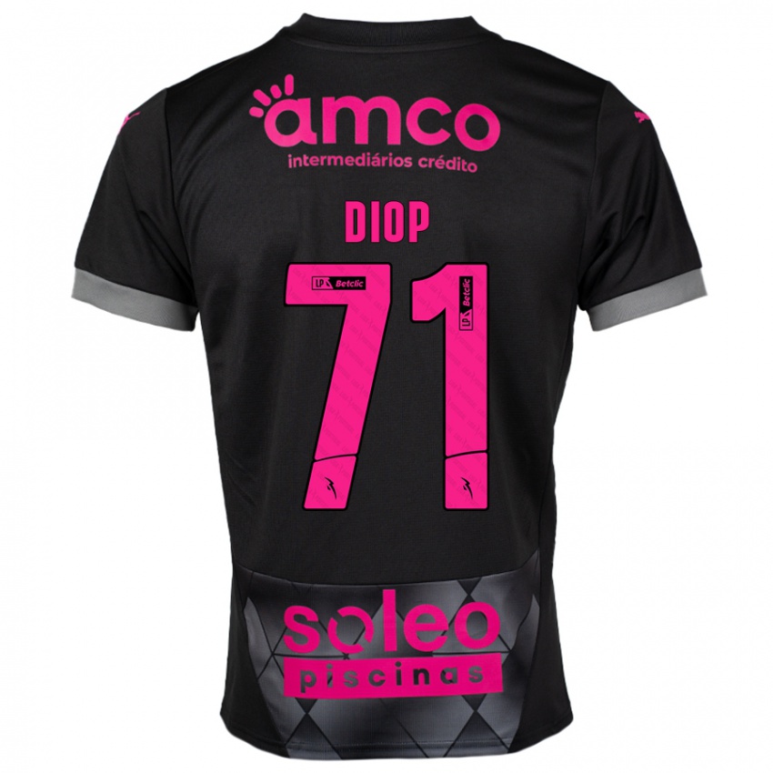 Kinderen Mamadou Diop #71 Zwart Roze Uitshirt Uittenue 2024/25 T-Shirt