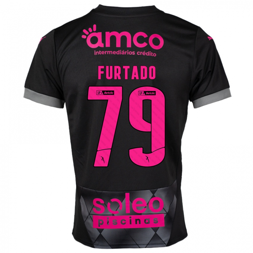 Kinderen Rúben Furtado #79 Zwart Roze Uitshirt Uittenue 2024/25 T-Shirt