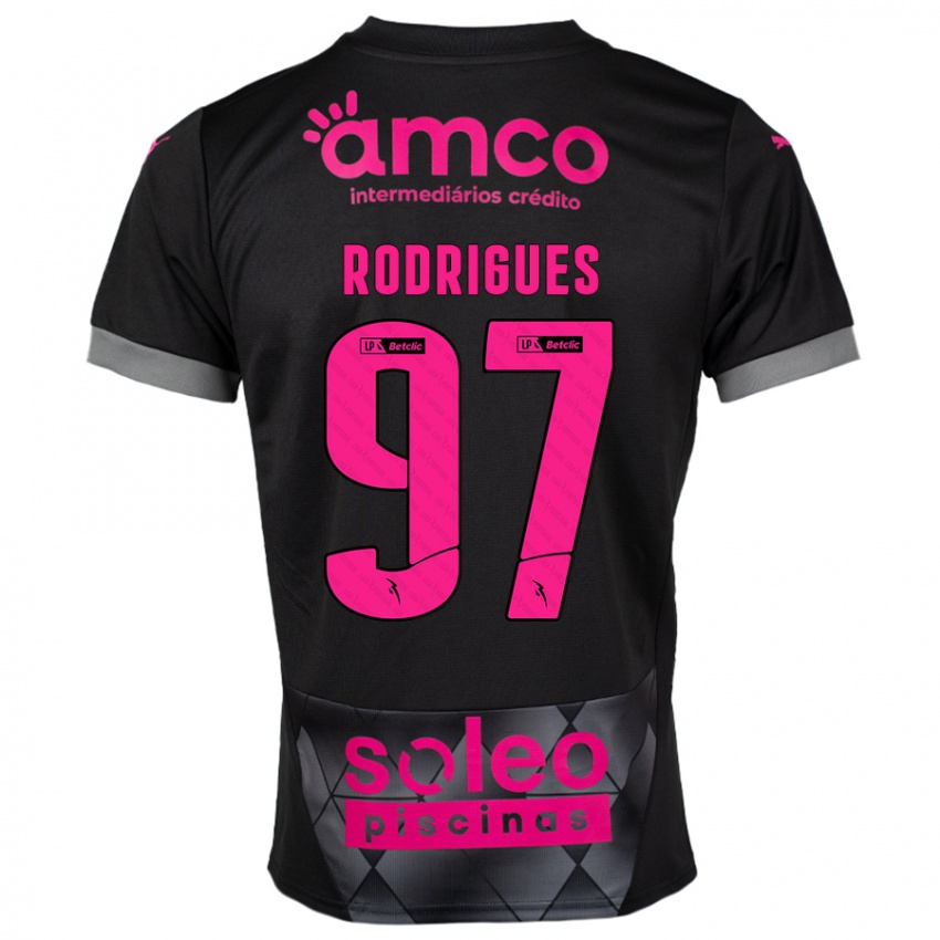 Kinderen Dinis Rodrigues #97 Zwart Roze Uitshirt Uittenue 2024/25 T-Shirt