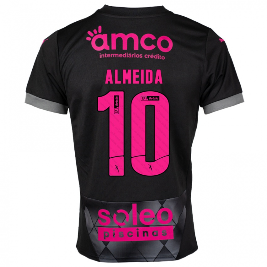 Kinderen Vitória Almeida #10 Zwart Roze Uitshirt Uittenue 2024/25 T-Shirt