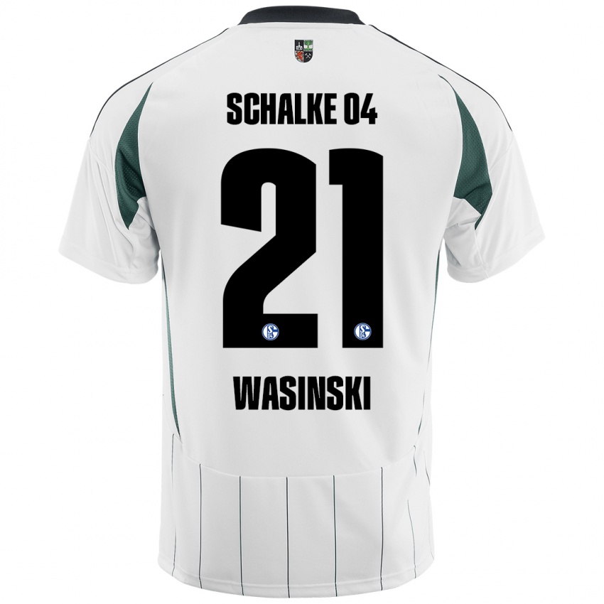 Kinderen Martin Wasinski #21 Wit Groen Uitshirt Uittenue 2024/25 T-Shirt