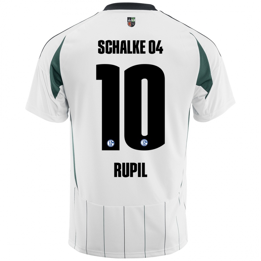 Kinderen Timothé Rupil #10 Wit Groen Uitshirt Uittenue 2024/25 T-Shirt