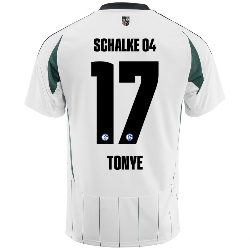 Kinderen Yannick Tonye #17 Wit Groen Uitshirt Uittenue 2024/25 T-Shirt