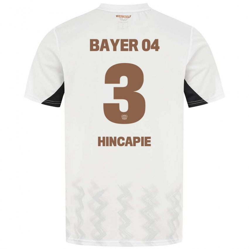 Kinderen Piero Hincapié #3 Wit Zwart Uitshirt Uittenue 2024/25 T-Shirt