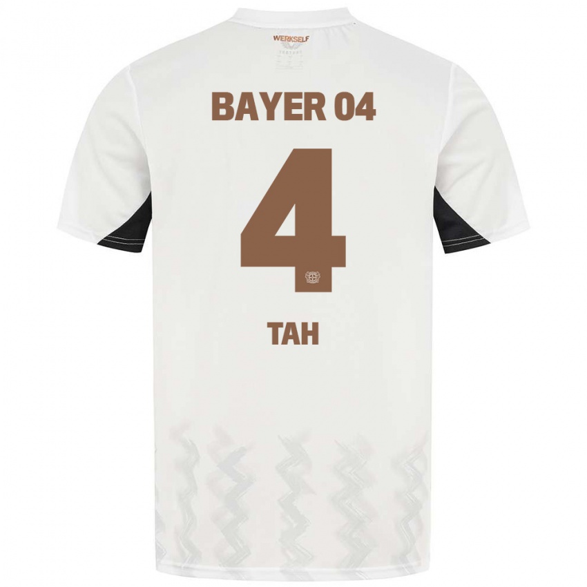 Kinderen Jonathan Tah #4 Wit Zwart Uitshirt Uittenue 2024/25 T-Shirt