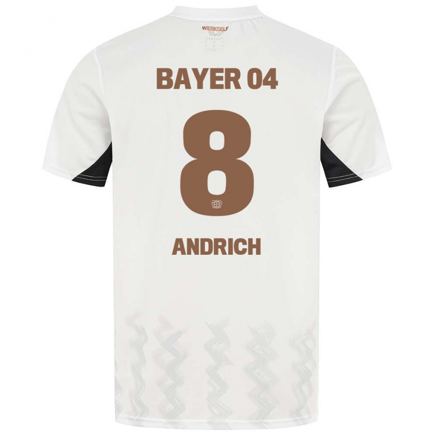 Kinderen Robert Andrich #8 Wit Zwart Uitshirt Uittenue 2024/25 T-Shirt