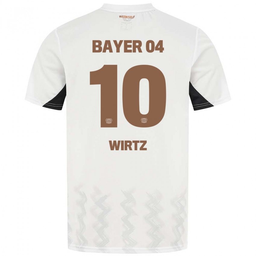 Kinderen Florian Wirtz #10 Wit Zwart Uitshirt Uittenue 2024/25 T-Shirt