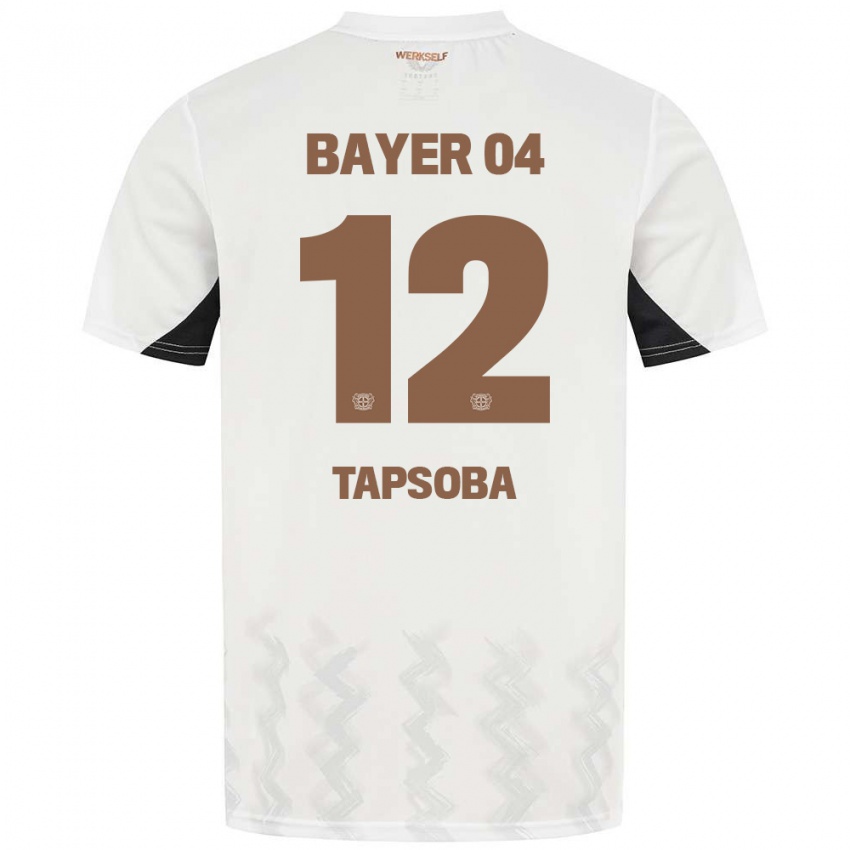 Kinderen Edmond Tapsoba #12 Wit Zwart Uitshirt Uittenue 2024/25 T-Shirt