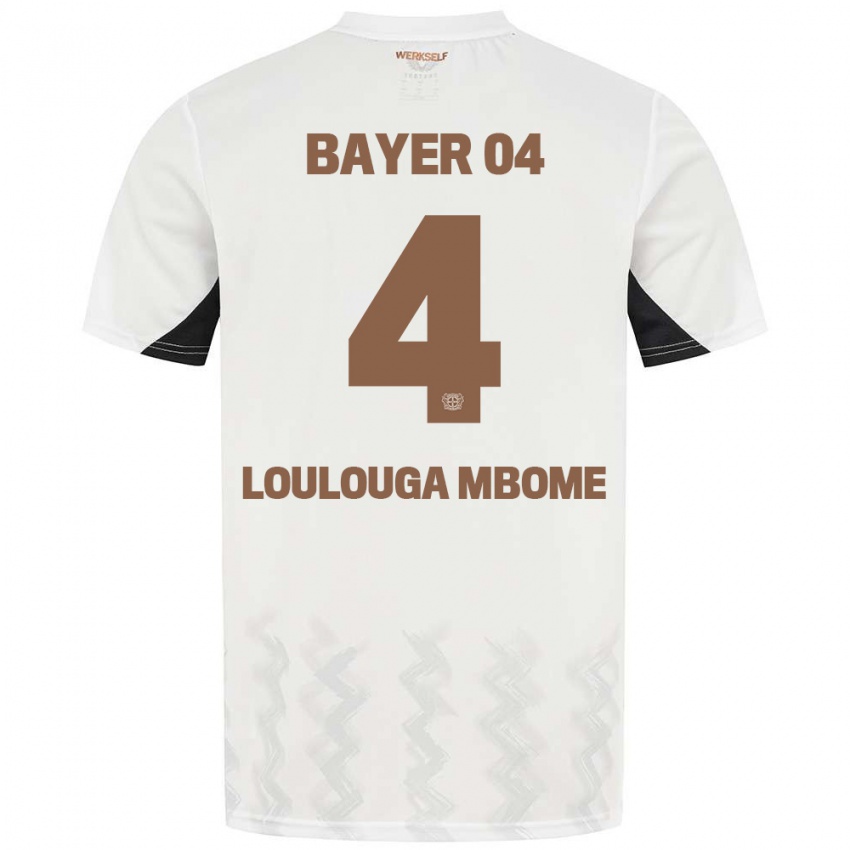 Kinderen Adrien Loulouga Mbome #4 Wit Zwart Uitshirt Uittenue 2024/25 T-Shirt