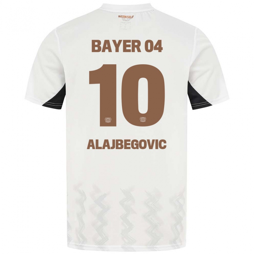 Kinderen Kerim Alajbegovic #10 Wit Zwart Uitshirt Uittenue 2024/25 T-Shirt