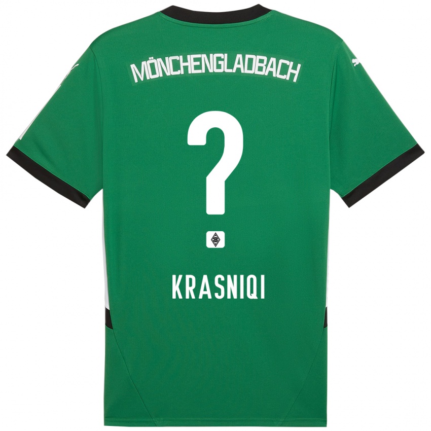 Kinderen Engjell Krasniqi #0 Groen Wit Uitshirt Uittenue 2024/25 T-Shirt