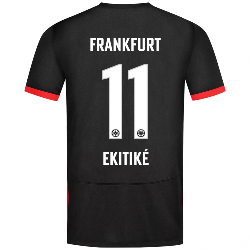 Kinderen Hugo Ekitike #11 Zwart Uitshirt Uittenue 2024/25 T-Shirt