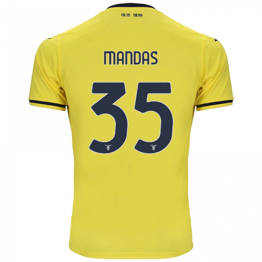 Kinderen Christos Mandas #35 Geel Uitshirt Uittenue 2024/25 T-Shirt