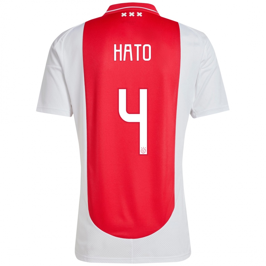 Heren Jorrel Hato #4 Rood Wit Thuisshirt Thuistenue 2024/25 T-Shirt