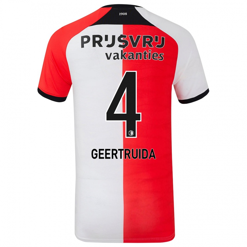 Heren Lutsharel Geertruida #4 Rood Wit Thuisshirt Thuistenue 2024/25 T-Shirt