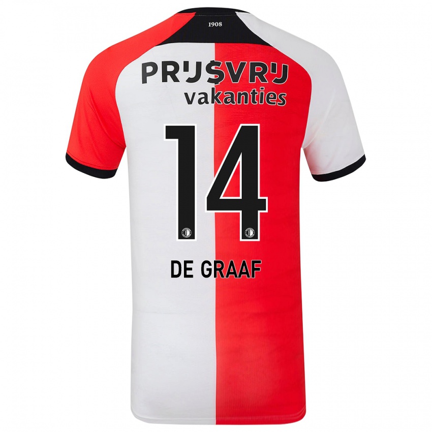 Heren Esmee De Graaf #14 Rood Wit Thuisshirt Thuistenue 2024/25 T-Shirt