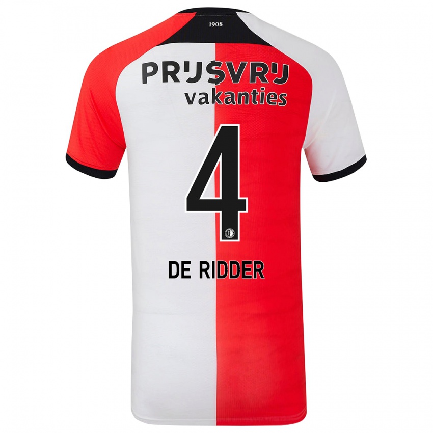 Heren Robine De Ridder #4 Rood Wit Thuisshirt Thuistenue 2024/25 T-Shirt