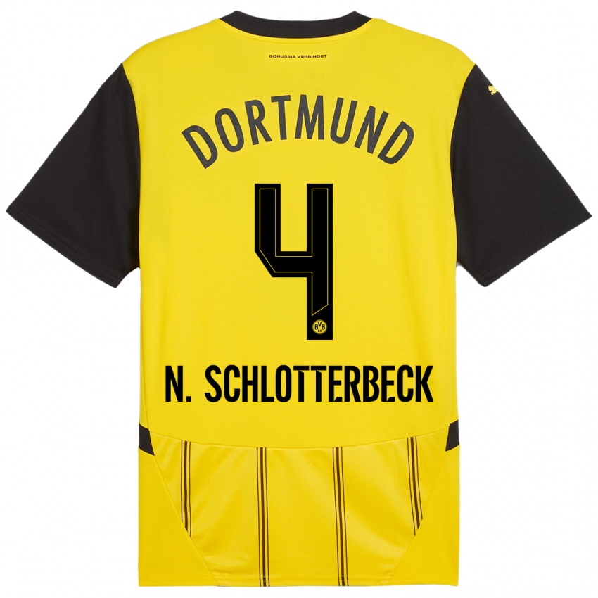 Heren Nico Schlotterbeck #4 Geel Zwart Thuisshirt Thuistenue 2024/25 T-Shirt