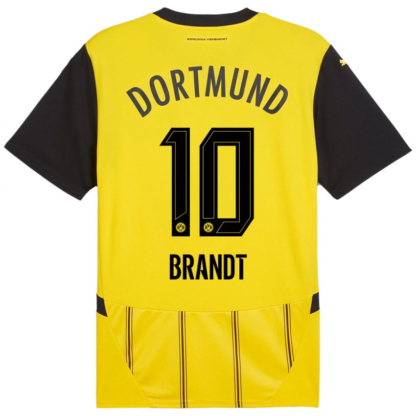 Heren Julian Brandt #10 Geel Zwart Thuisshirt Thuistenue 2024/25 T-Shirt