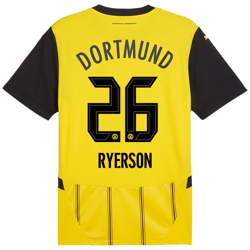 Heren Julian Ryerson #26 Geel Zwart Thuisshirt Thuistenue 2024/25 T-Shirt