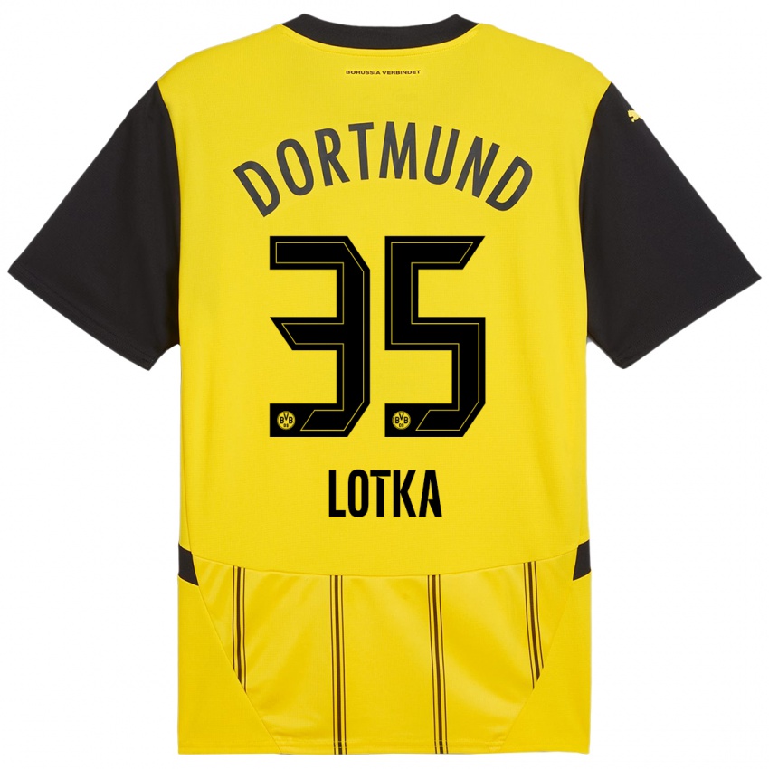 Heren Marcel Lotka #35 Geel Zwart Thuisshirt Thuistenue 2024/25 T-Shirt