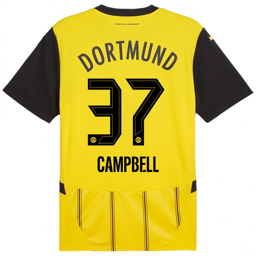 Heren Cole Campbell #37 Geel Zwart Thuisshirt Thuistenue 2024/25 T-Shirt