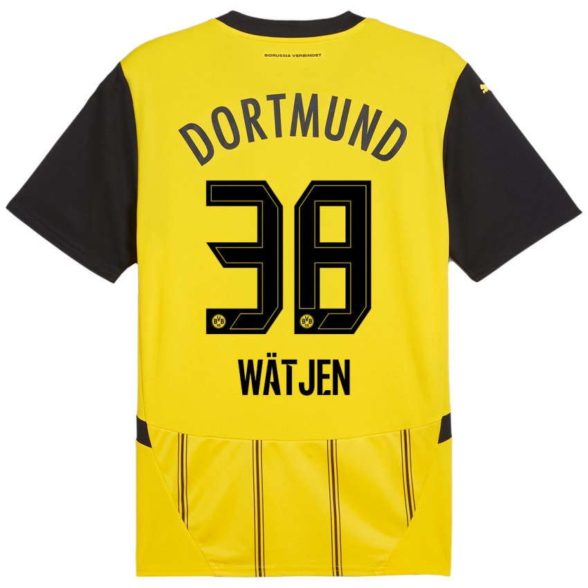 Heren Kjell Wätjen #38 Geel Zwart Thuisshirt Thuistenue 2024/25 T-Shirt