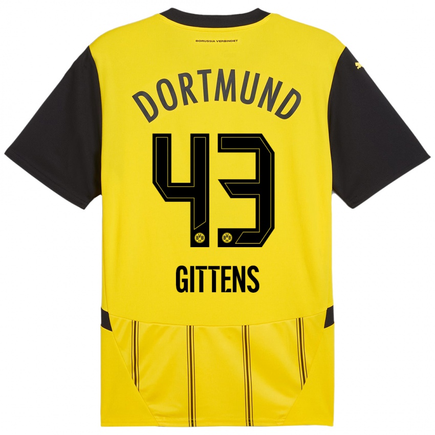 Heren Jamie Bynoe-Gittens #43 Geel Zwart Thuisshirt Thuistenue 2024/25 T-Shirt