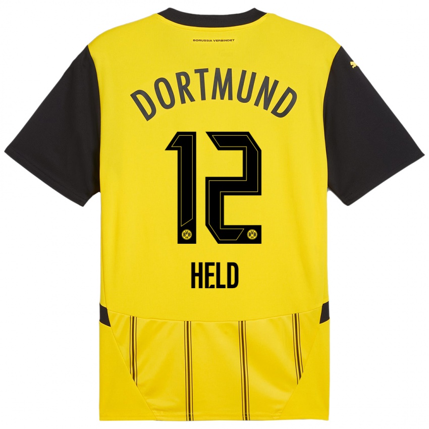 Heren Aaron Held #12 Geel Zwart Thuisshirt Thuistenue 2024/25 T-Shirt