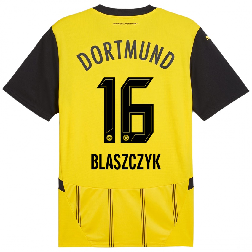 Heren Oliwer Blaszczyk #16 Geel Zwart Thuisshirt Thuistenue 2024/25 T-Shirt