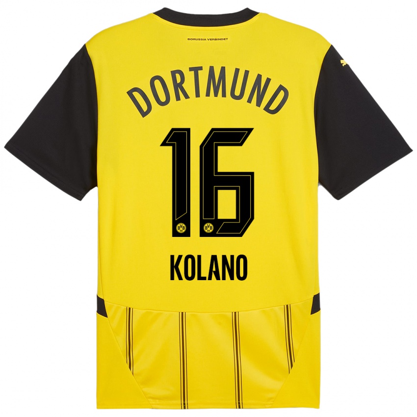 Heren Damian Kolano #16 Geel Zwart Thuisshirt Thuistenue 2024/25 T-Shirt