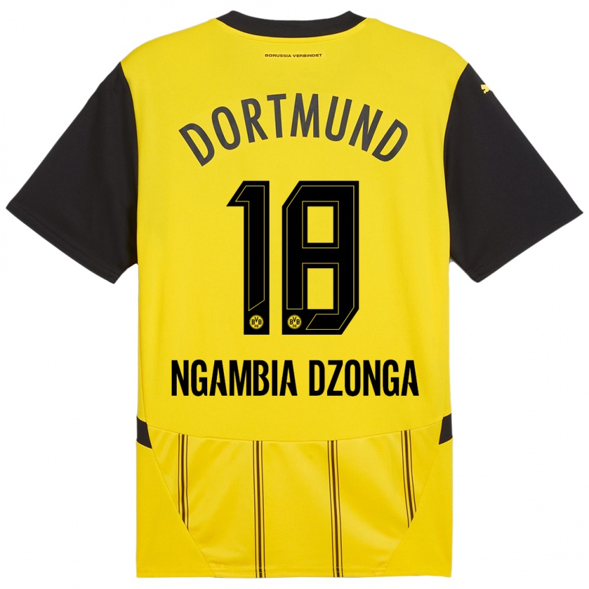 Heren Diego Ngambia Dzonga #18 Geel Zwart Thuisshirt Thuistenue 2024/25 T-Shirt