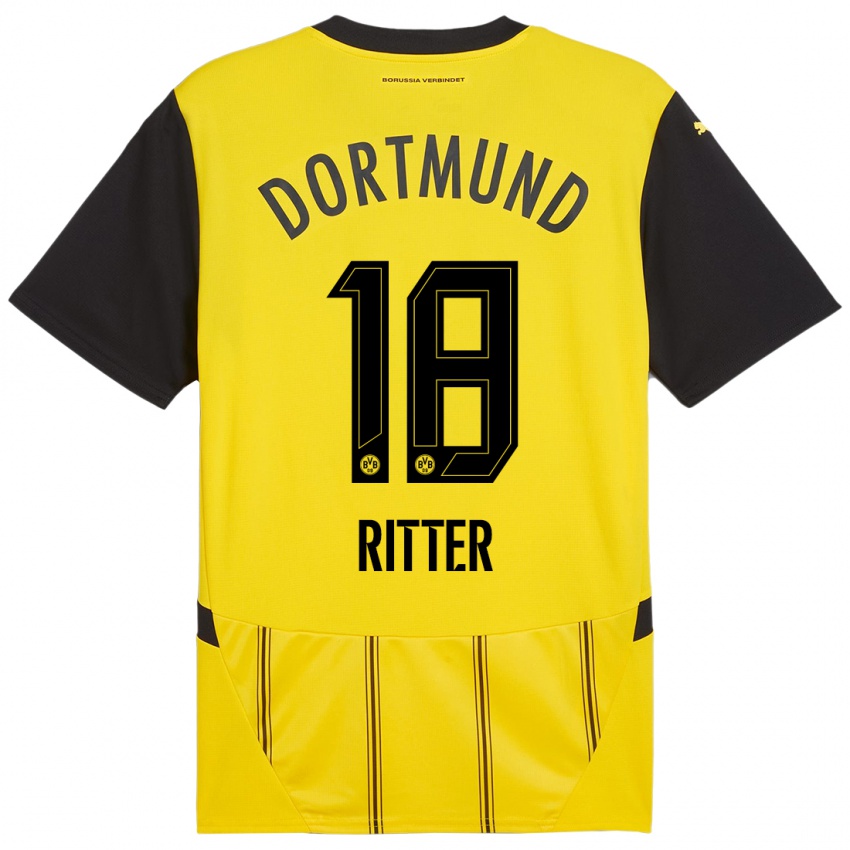 Heren Roméo Ritter #18 Geel Zwart Thuisshirt Thuistenue 2024/25 T-Shirt