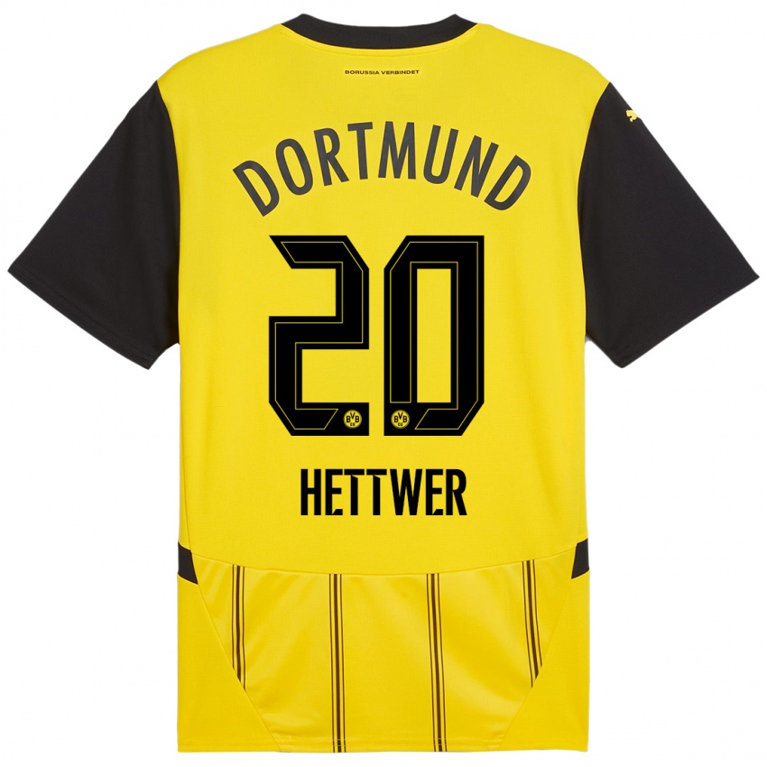 Heren Julian Hettwer #20 Geel Zwart Thuisshirt Thuistenue 2024/25 T-Shirt