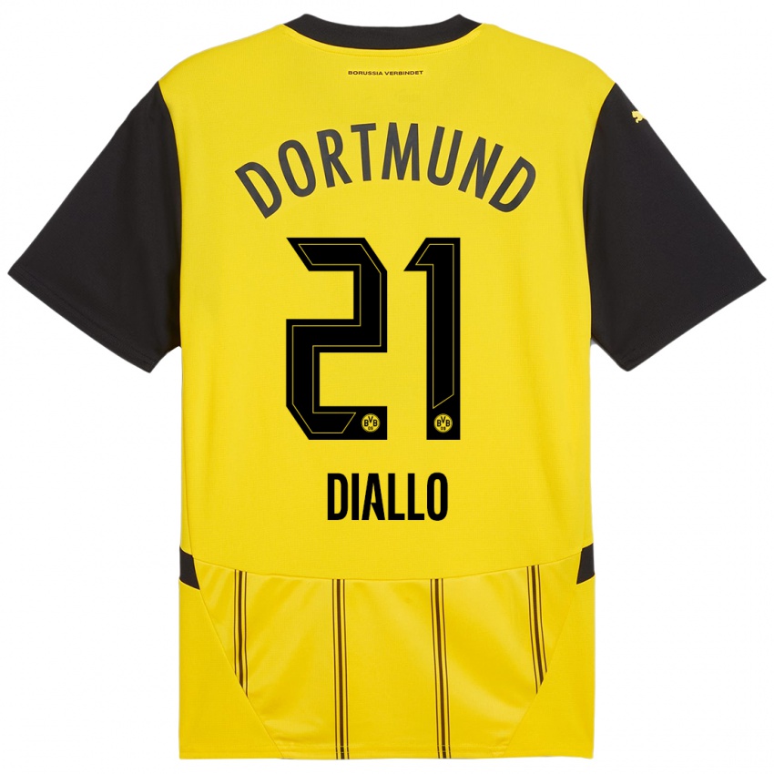 Heren Ousmane Diallo #21 Geel Zwart Thuisshirt Thuistenue 2024/25 T-Shirt