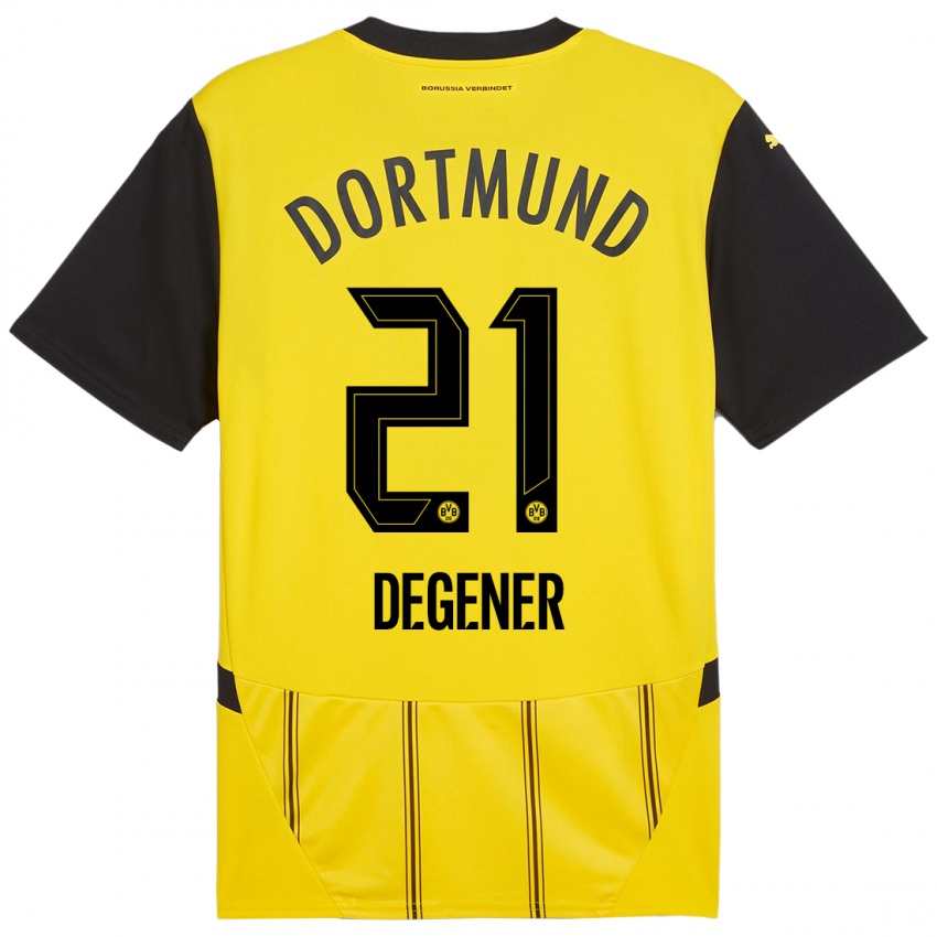 Heren Tim Degener #21 Geel Zwart Thuisshirt Thuistenue 2024/25 T-Shirt