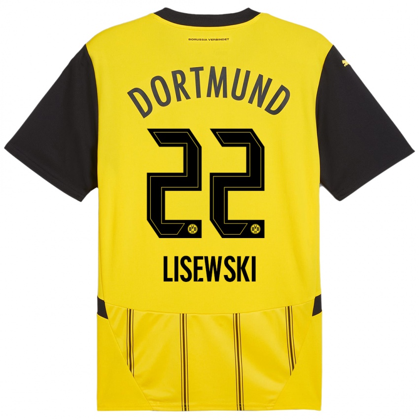 Heren Robin Lisewski #22 Geel Zwart Thuisshirt Thuistenue 2024/25 T-Shirt