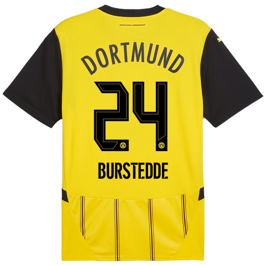 Heren Joshua Burstedde #24 Geel Zwart Thuisshirt Thuistenue 2024/25 T-Shirt