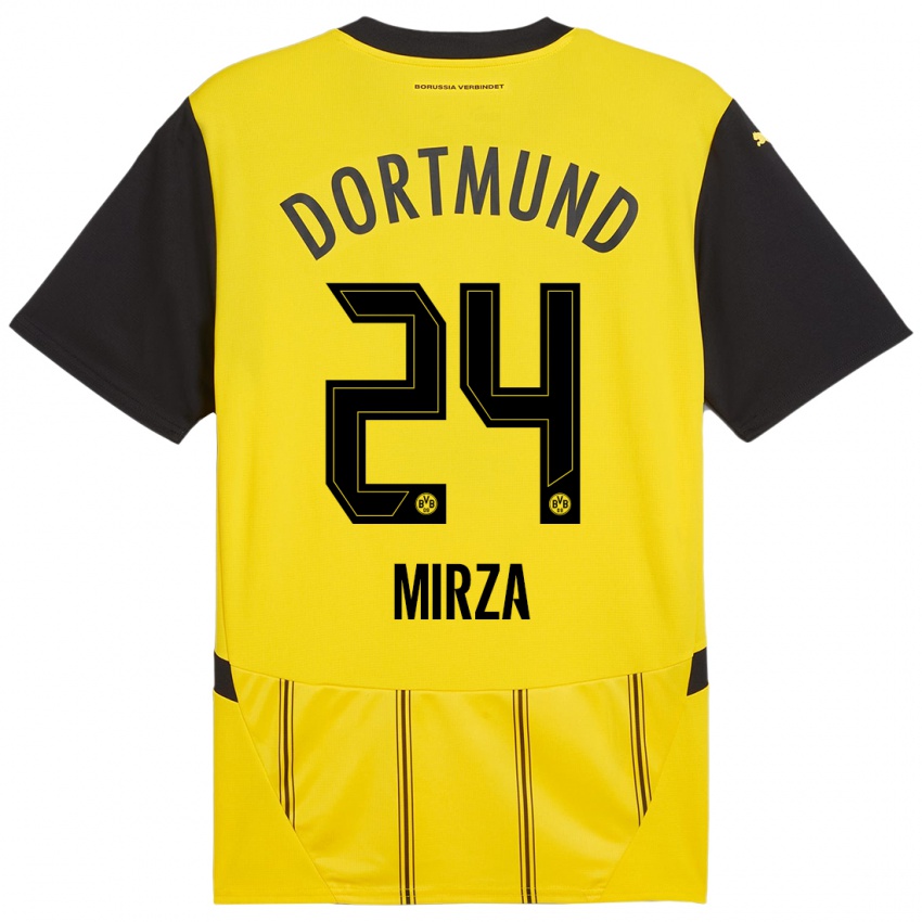 Heren Marwan-Omir Mirza #24 Geel Zwart Thuisshirt Thuistenue 2024/25 T-Shirt