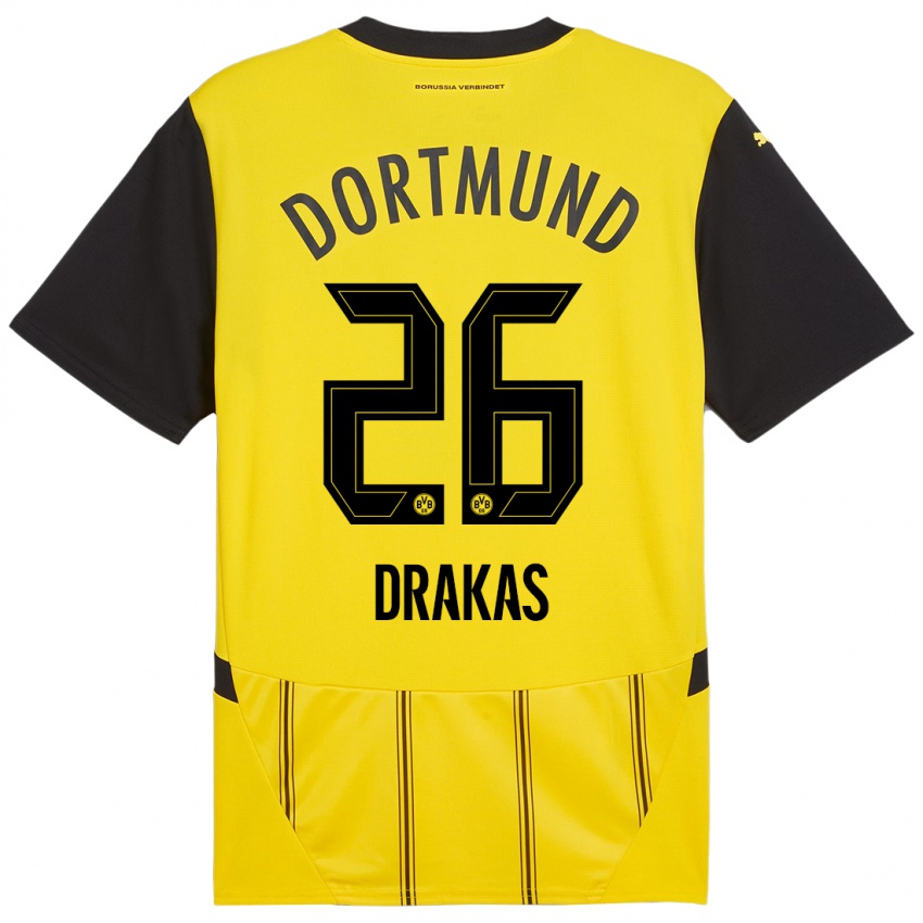 Heren Babis Drakas #26 Geel Zwart Thuisshirt Thuistenue 2024/25 T-Shirt