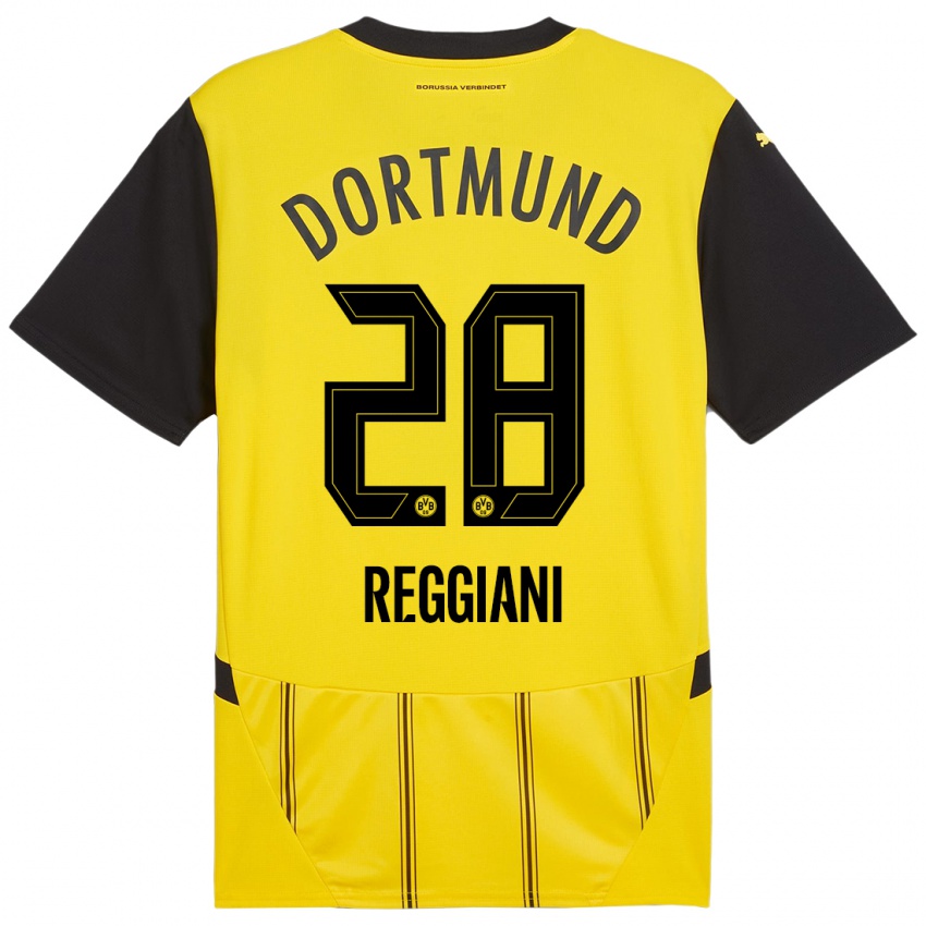 Heren Luca Reggiani #28 Geel Zwart Thuisshirt Thuistenue 2024/25 T-Shirt