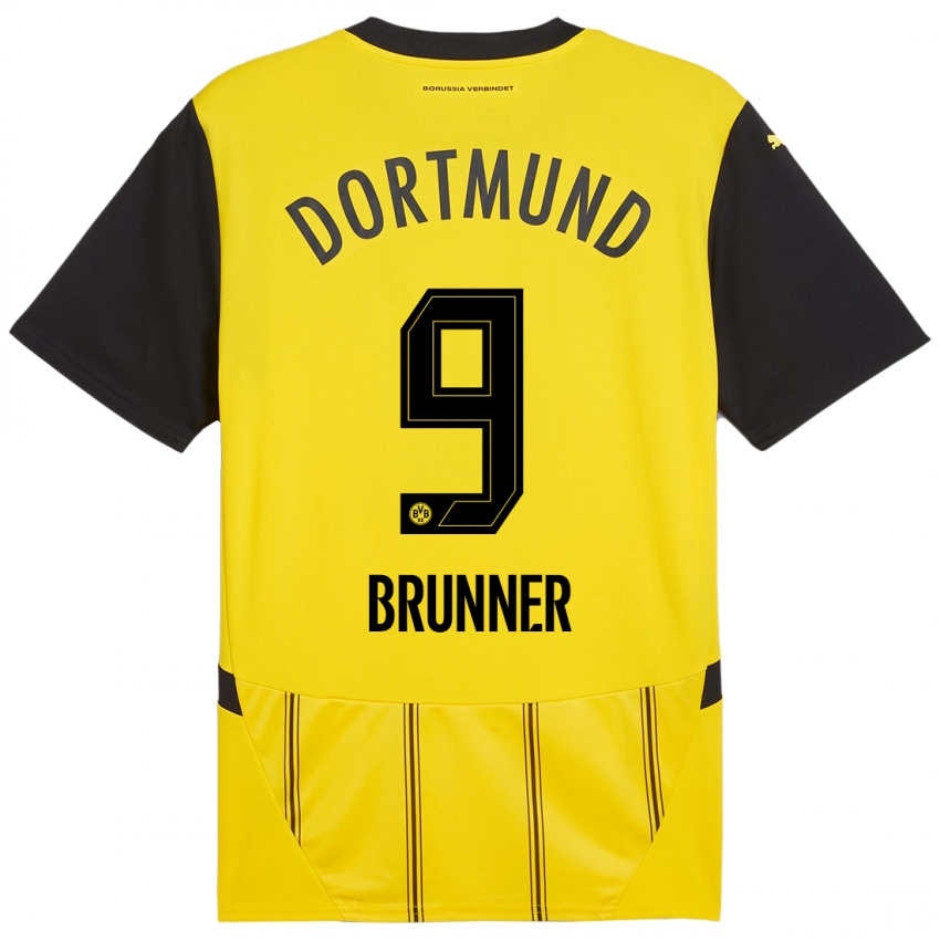 Heren Paris Brunner #9 Geel Zwart Thuisshirt Thuistenue 2024/25 T-Shirt