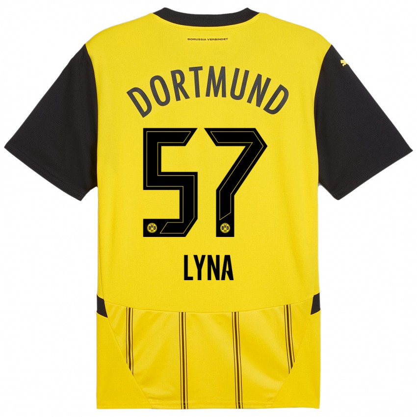 Heren Schwarz Lyna #57 Geel Zwart Thuisshirt Thuistenue 2024/25 T-Shirt